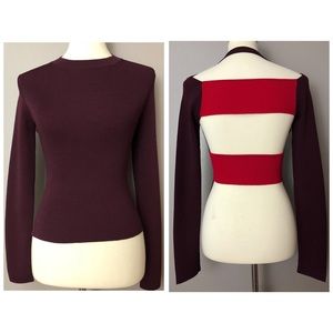 Sexy ribbed burgundy & red backless sweater